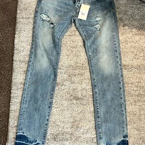 MNML Light Blue Distressed Skinny Jeans